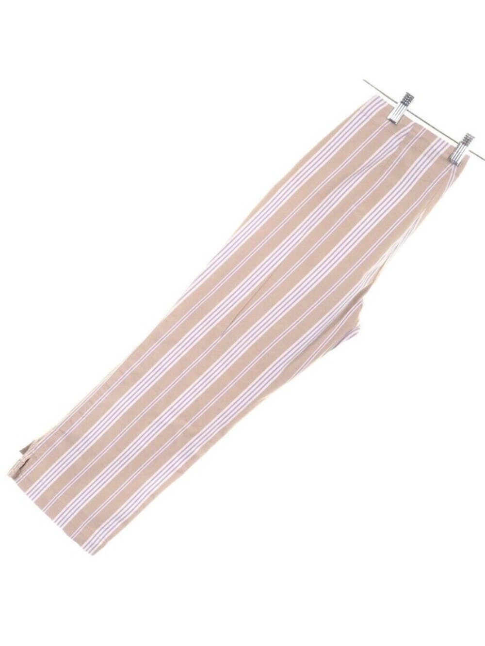 Gap Womens Size 4 Fitted Cropped Capri Pants Striped Tan Blue White 28 x 24